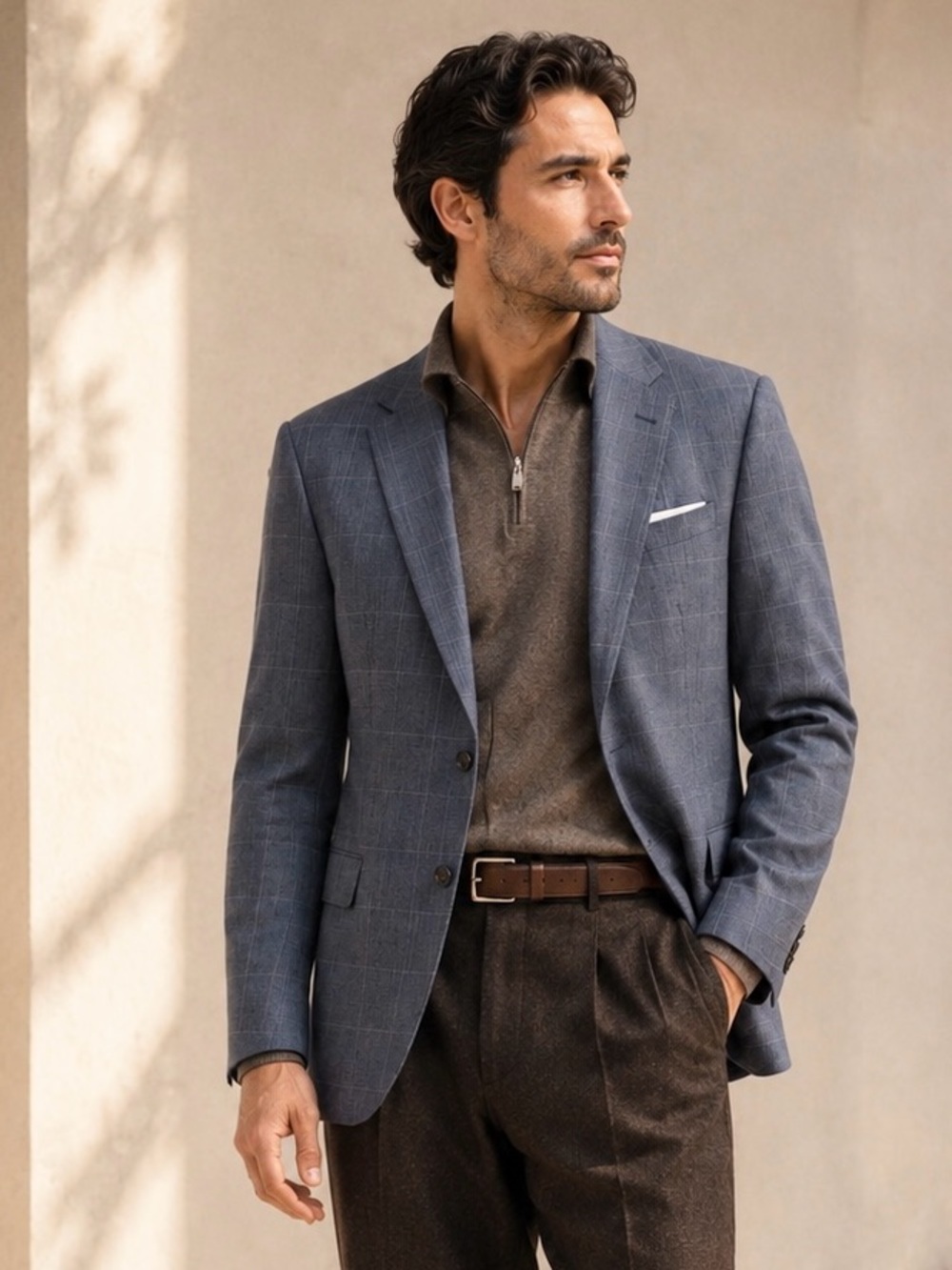 Hugo Boss Super 100 Windowpane Wool Blazer Quiet Luxury Sz 38R